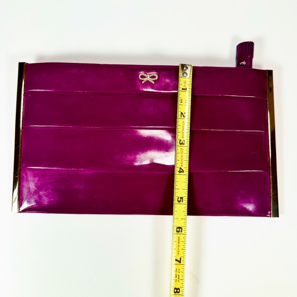 Anya Hindmarch Patent Leather Enamel Pleated Clutch Party Zip Bag in Purple - Picture 9 of 10